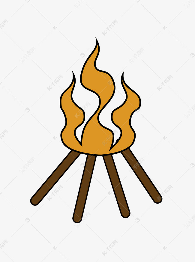 手绘燃烧的火把夏令营素材