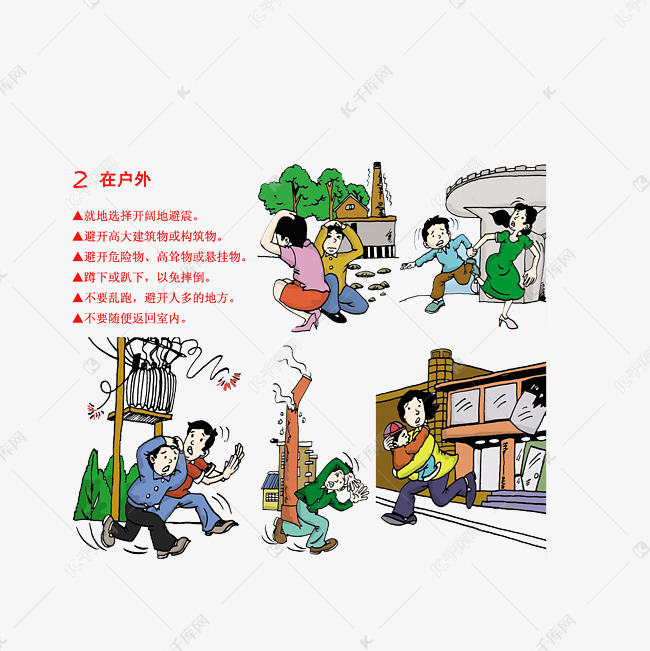 在室外遇到地震时的自我保护
