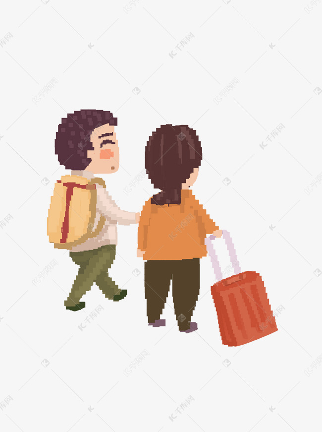 母亲送儿子上学