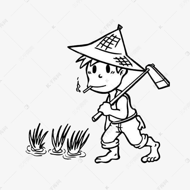 劳动辛勤辛苦田地                                           手绘