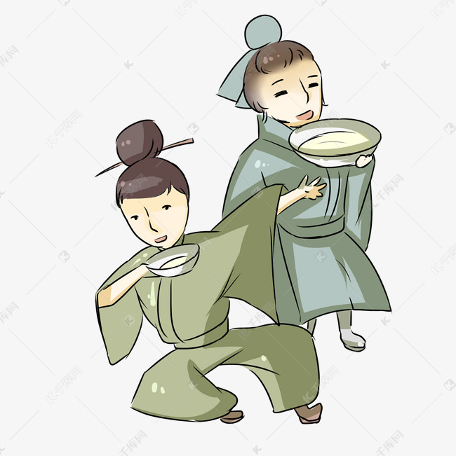 古代人物喝酒插画
