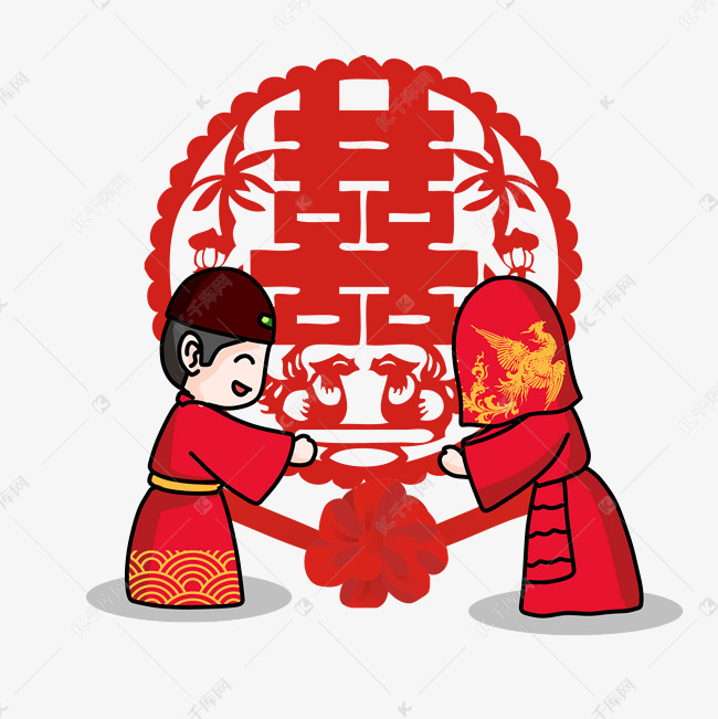 中式婚礼古风婚礼卡通婚礼系列插