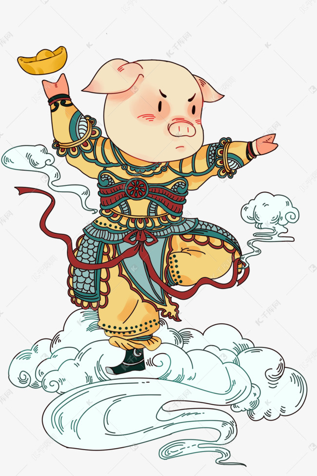 猪年创意猪形象插画