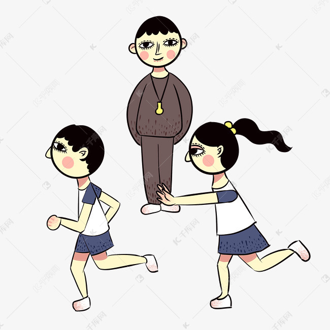 手绘矢量卡通可爱教师节老师和学生