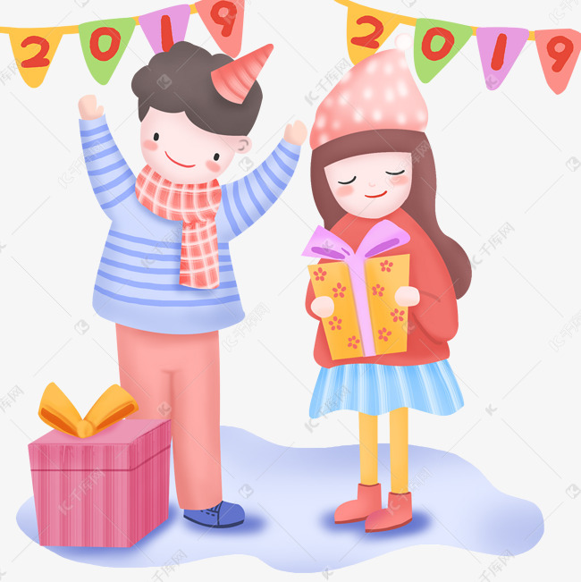 2019新年到互相送礼物的场景