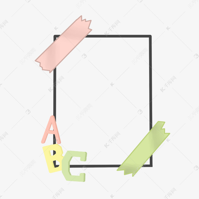 长方形彩带装饰边框