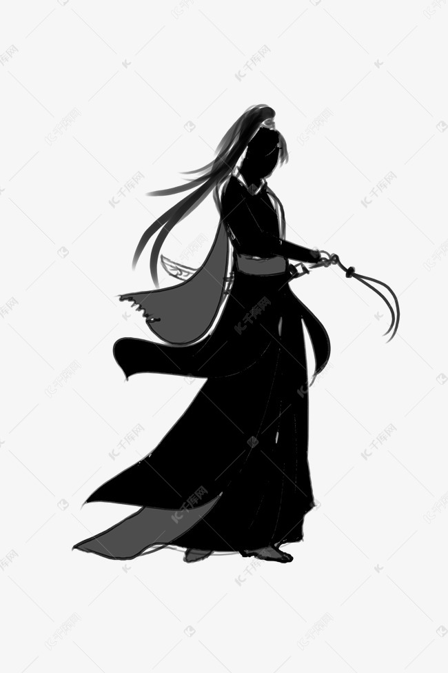 水墨侠客国画插画