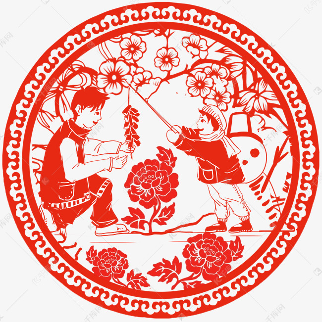 卡通手绘春节创意剪纸