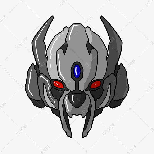 灰色恐怖头盔插画
