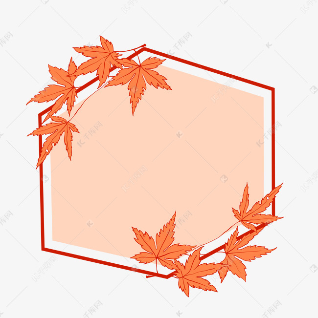 手绘枫叶唯美边框插画