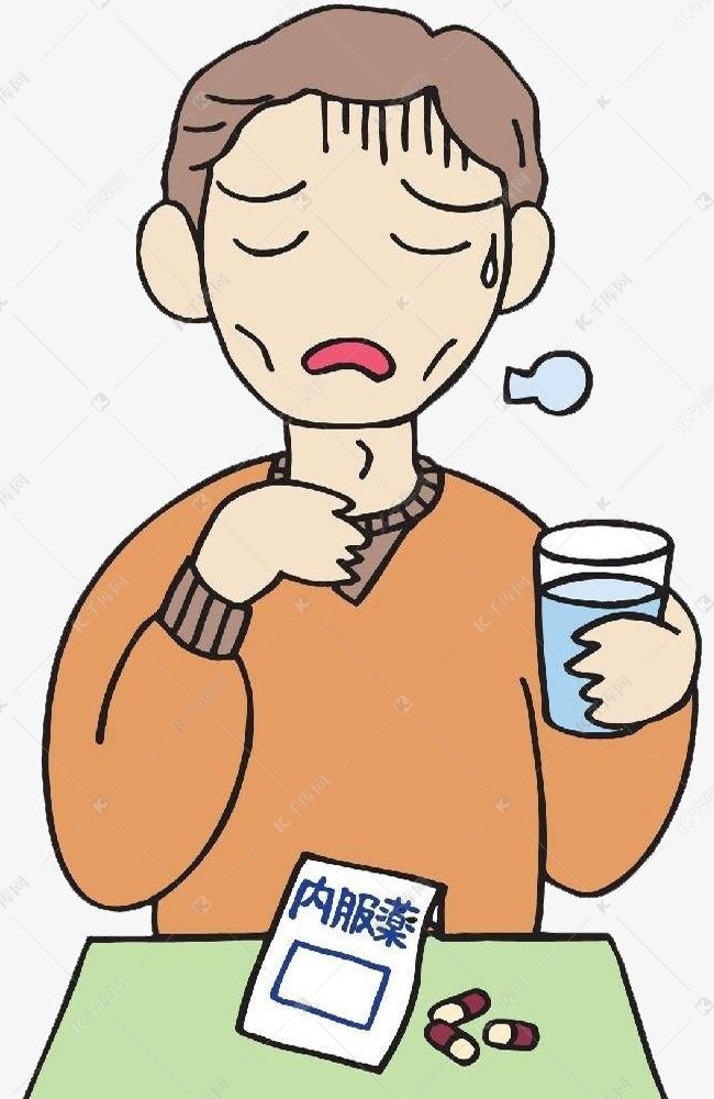 嗓子疼卡通的素材免抠卡通喉咙嗓子喝水