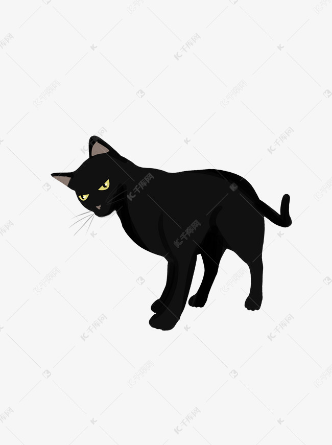 万圣节手绘黑猫卡通可爱恐怖元素