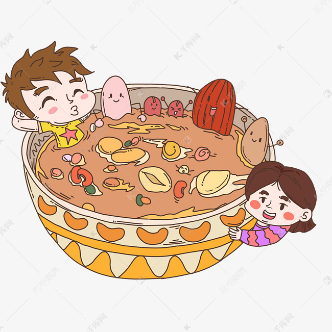腊八节泡在粥里的小孩