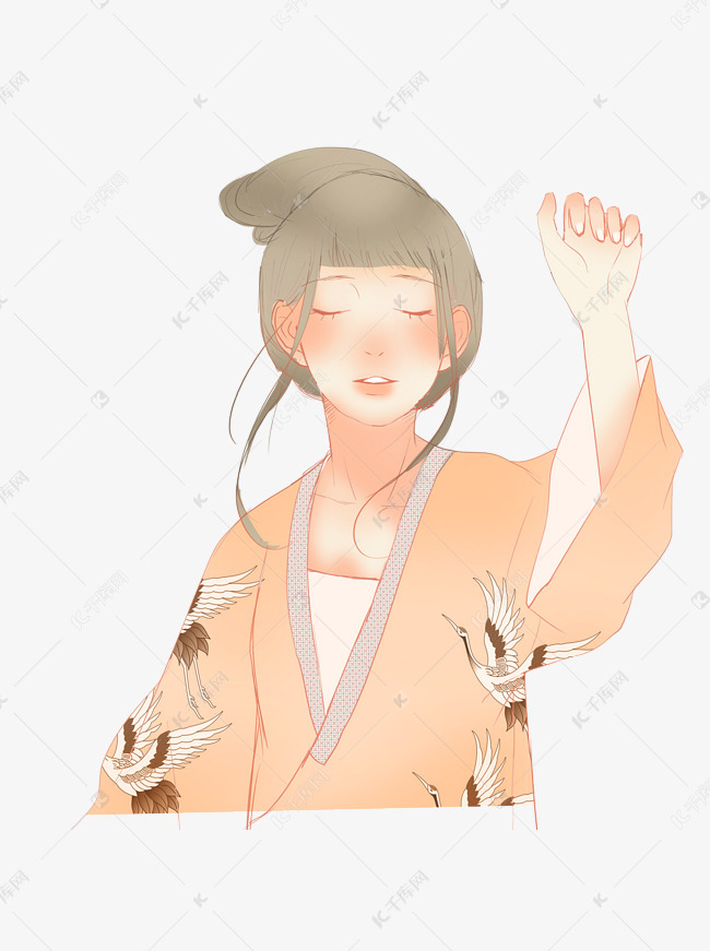 手绘古风小家碧玉少女设计