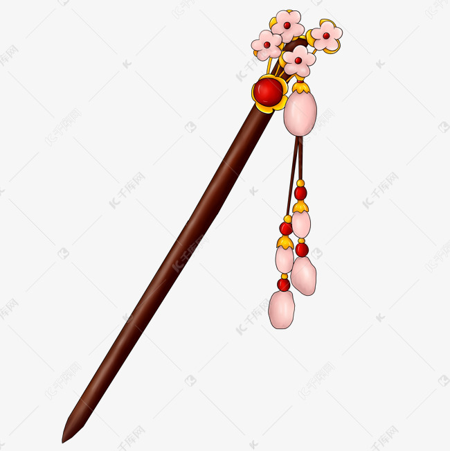 手绘中国风梅花发簪插画