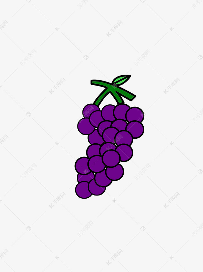 紫色可爱卡通创意简约水果葡萄