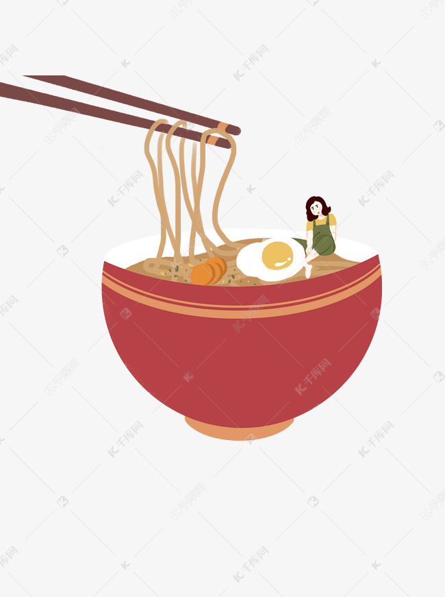 卡通创意面条广告元素