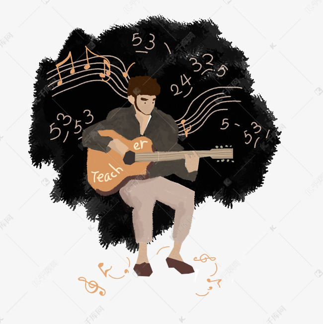 教师节帅气不羁音乐老师弹吉他p