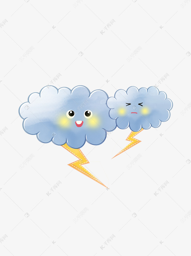 卡通乌云可爱爆炸云蓝色闪电手绘