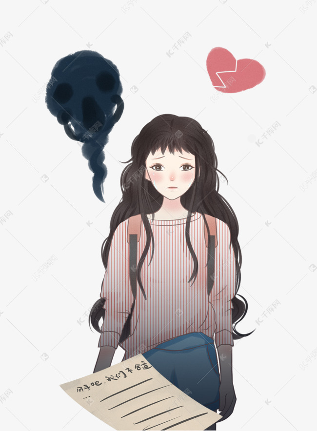 情侣分手主题手绘插画素材图片免费下载-千库网
