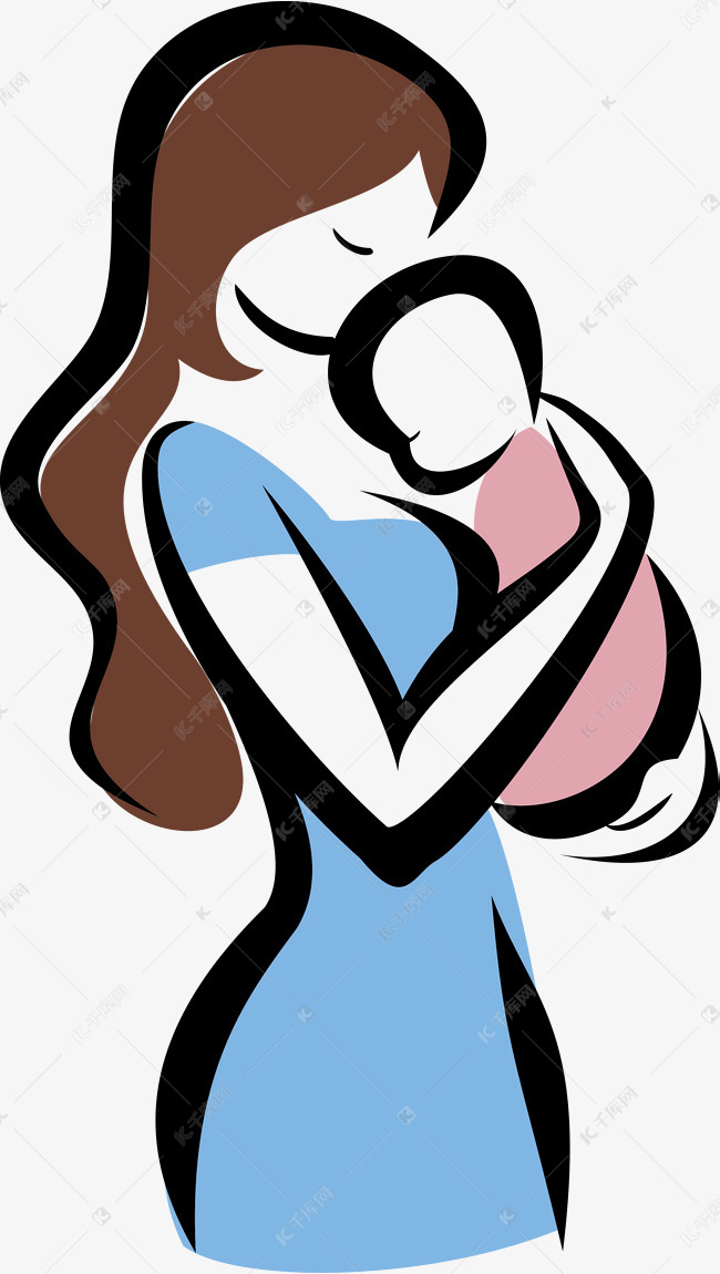 抱着饱饱的彩色妈妈的素材免抠长发妈妈慈祥的母亲母乳矢量源文件老妈