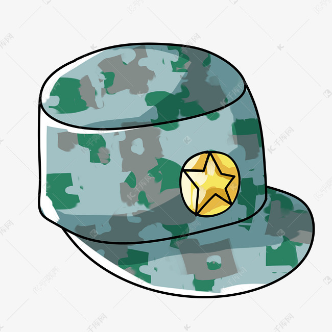 军人帽子手绘插画