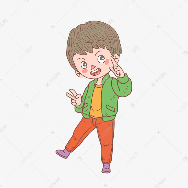 冬季冬日夹克男孩卡通手绘