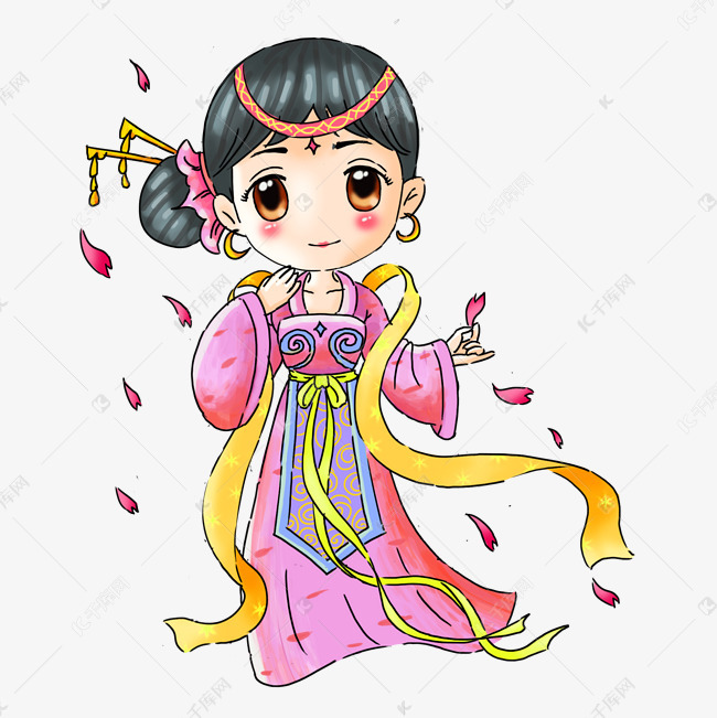 手绘天女散花png素材