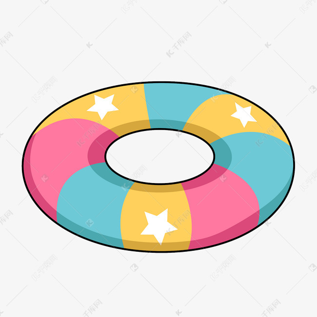 夏日海边休闲游泳圈插画