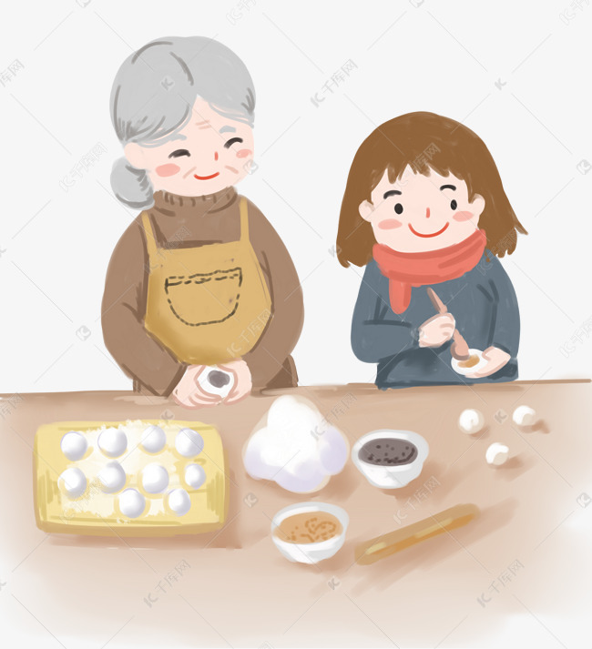 包汤圆元宵节插画