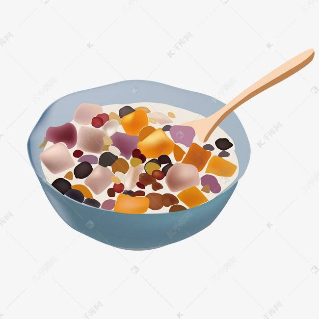 手绘美味的芋圆插画