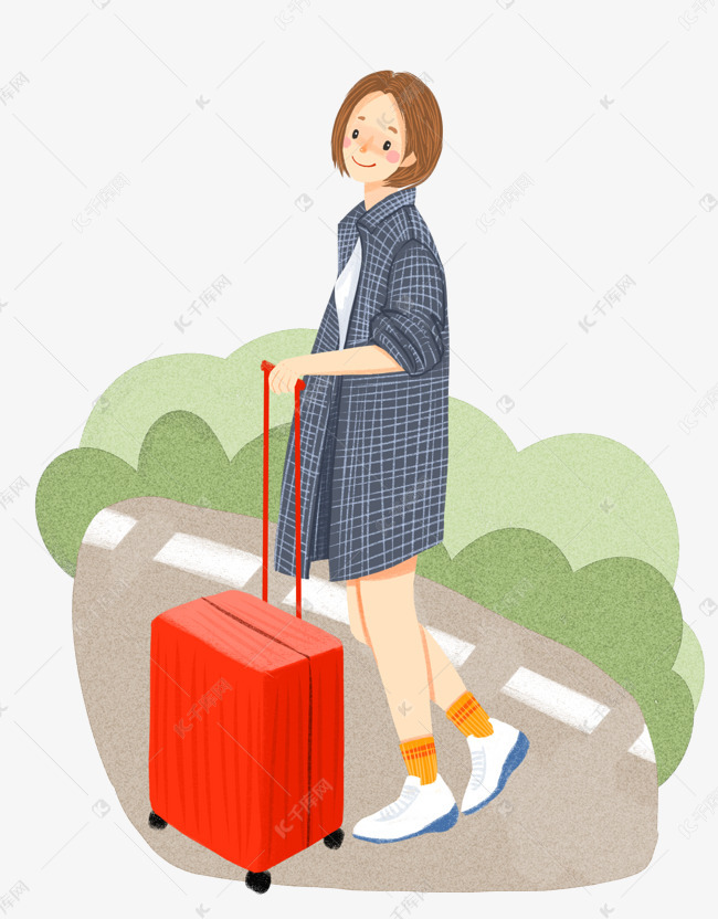 提行李箱回家女孩