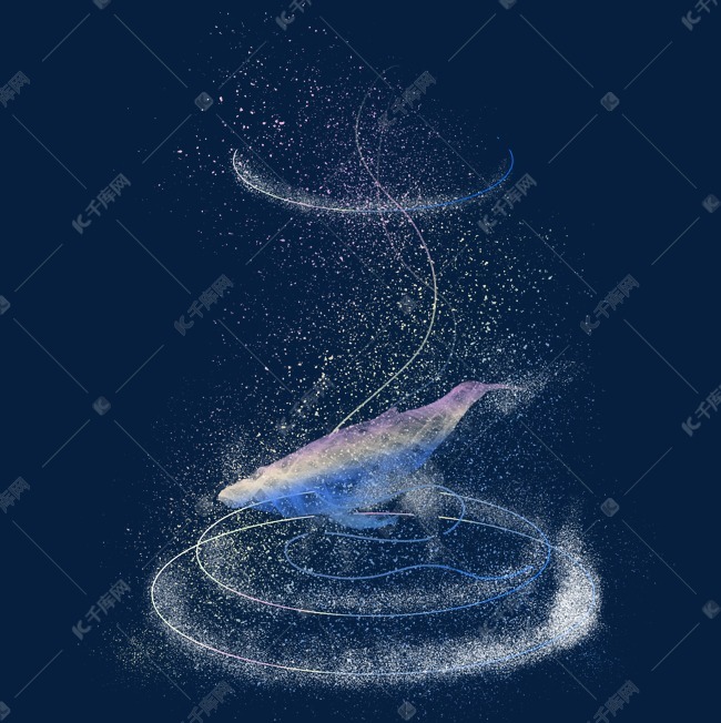 梦幻风格手绘鲸鱼免抠图