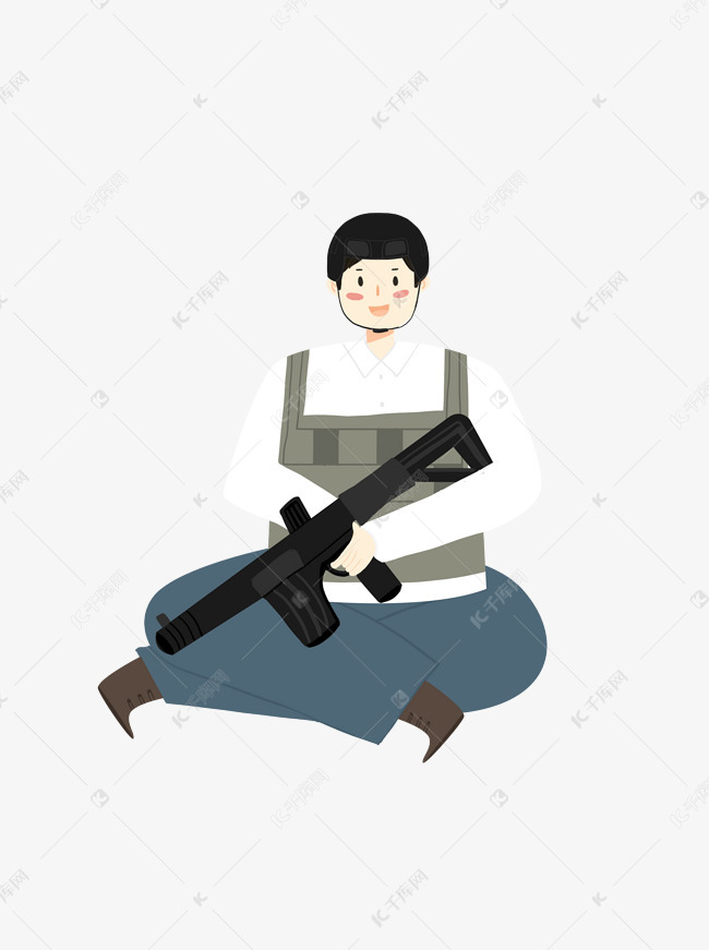 拿着机关枪的男生