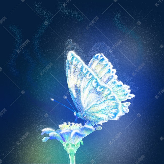 梦幻蝴蝶花蝶恋花手绘插画psd