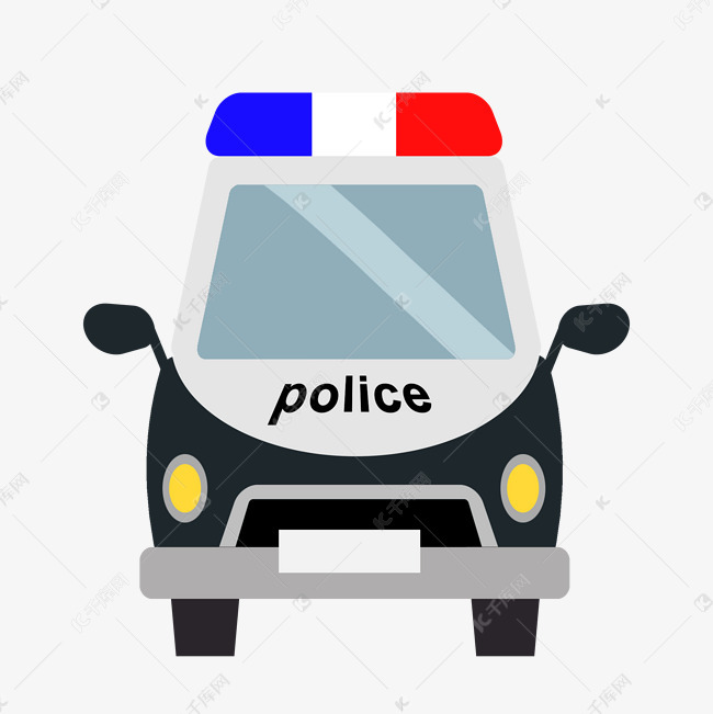 手绘卡通警车插画