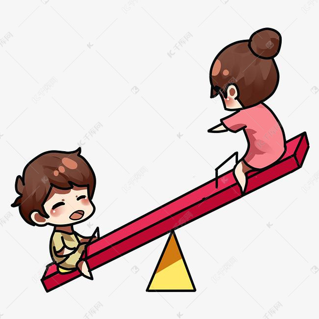 情侣玩跷跷板玩耍日常