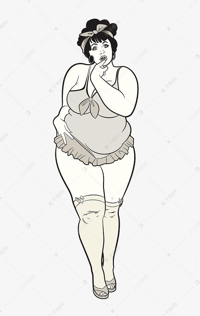 人物装饰插图大肚腩的胖女人