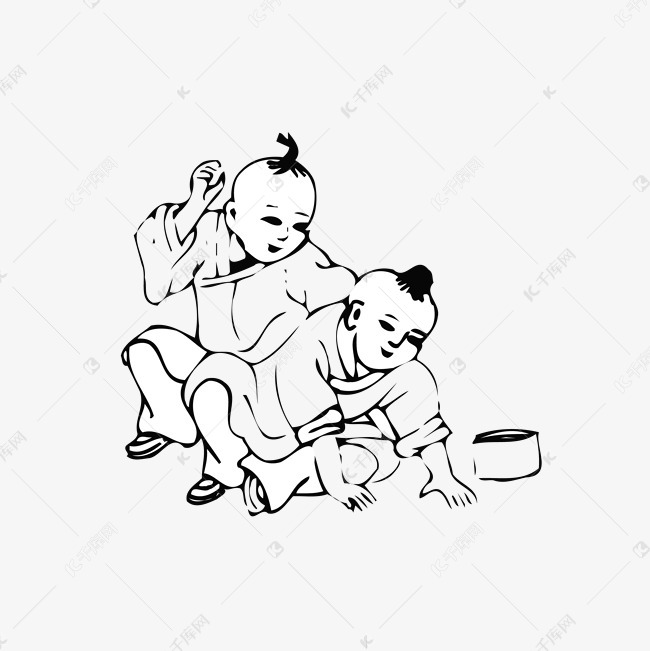 斗蛐蛐的孩子简笔画