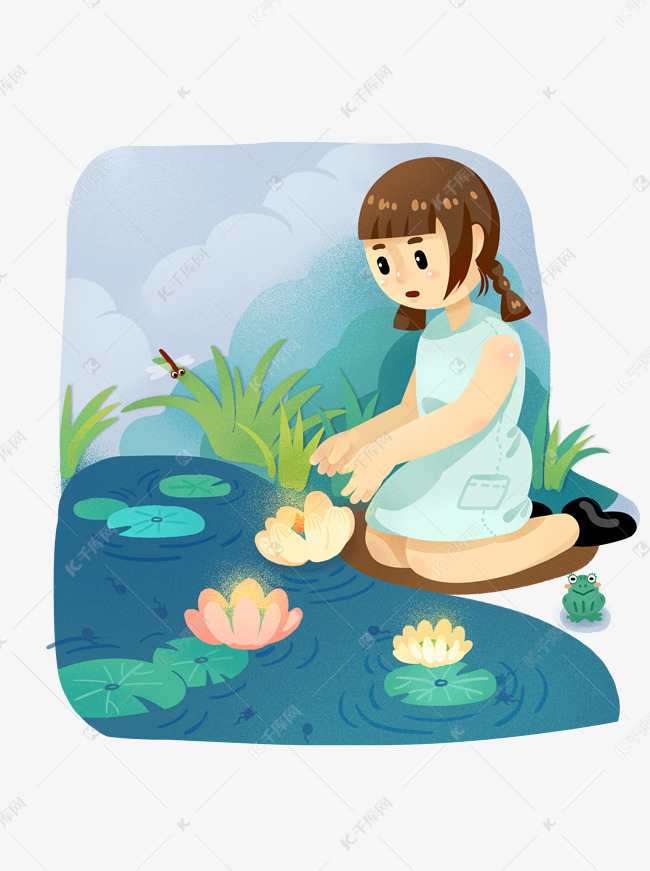 中元节日传统习俗放莲花灯花灯池塘夏天荷花素