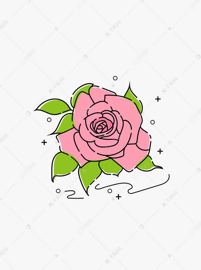 mbe风格手绘粉玫瑰花