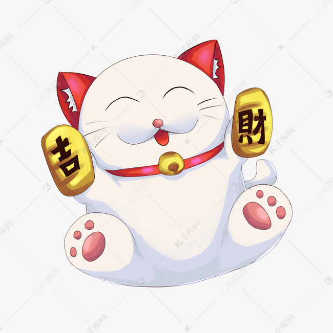 可爱白色招财猫插画