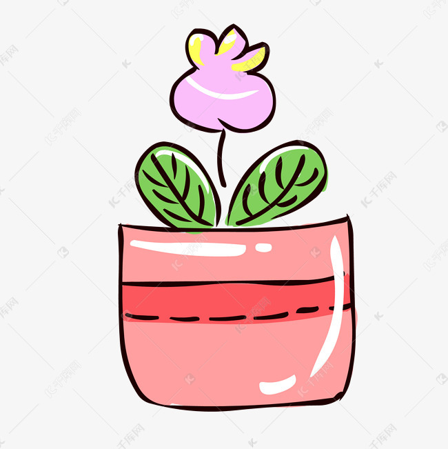 手绘植物简笔画风格卡通小清新花草免抠素材图片免费