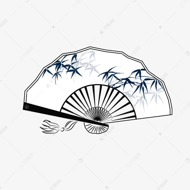 免抠元素 打开的扇子 古风中国风折扇手绘风 版权可商用有保障