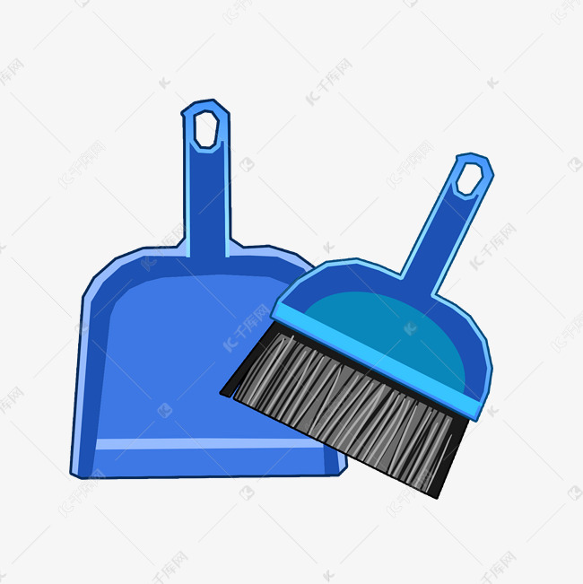 蓝色卡通家庭清洁工具