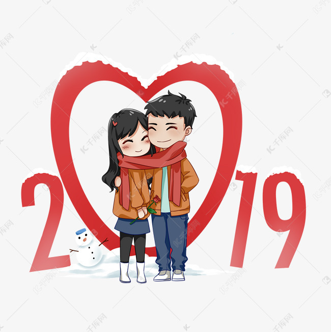 2019年春节新年卡通娃娃情侣