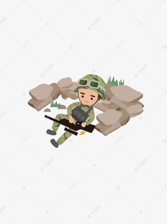 卡通q版小兵战壕奋战换子弹