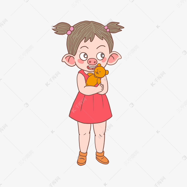 猪年抱玩具猪女孩