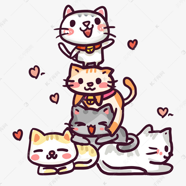 世界保护动物日卡通小猫手绘