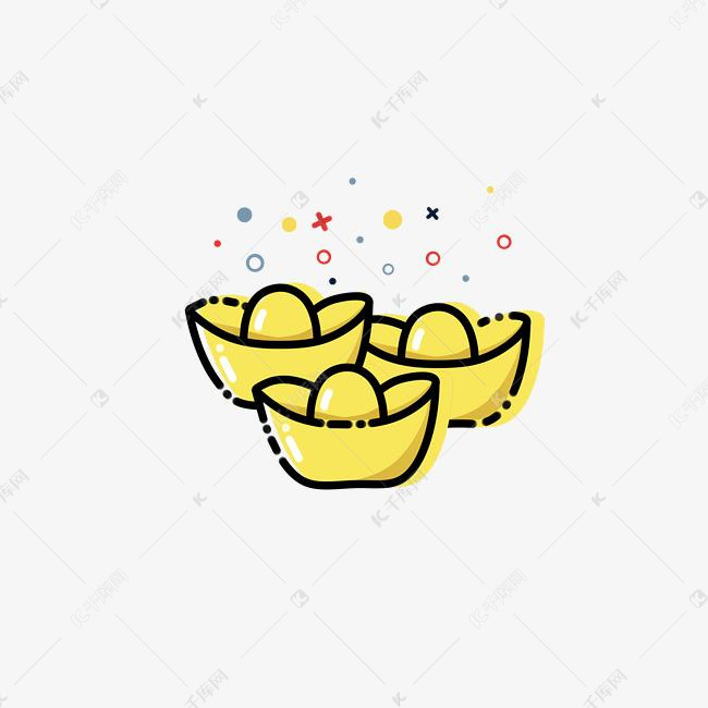 手绘新年元宝mbe图标插画